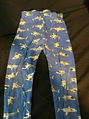 Blue Shark Print Kids Leggings